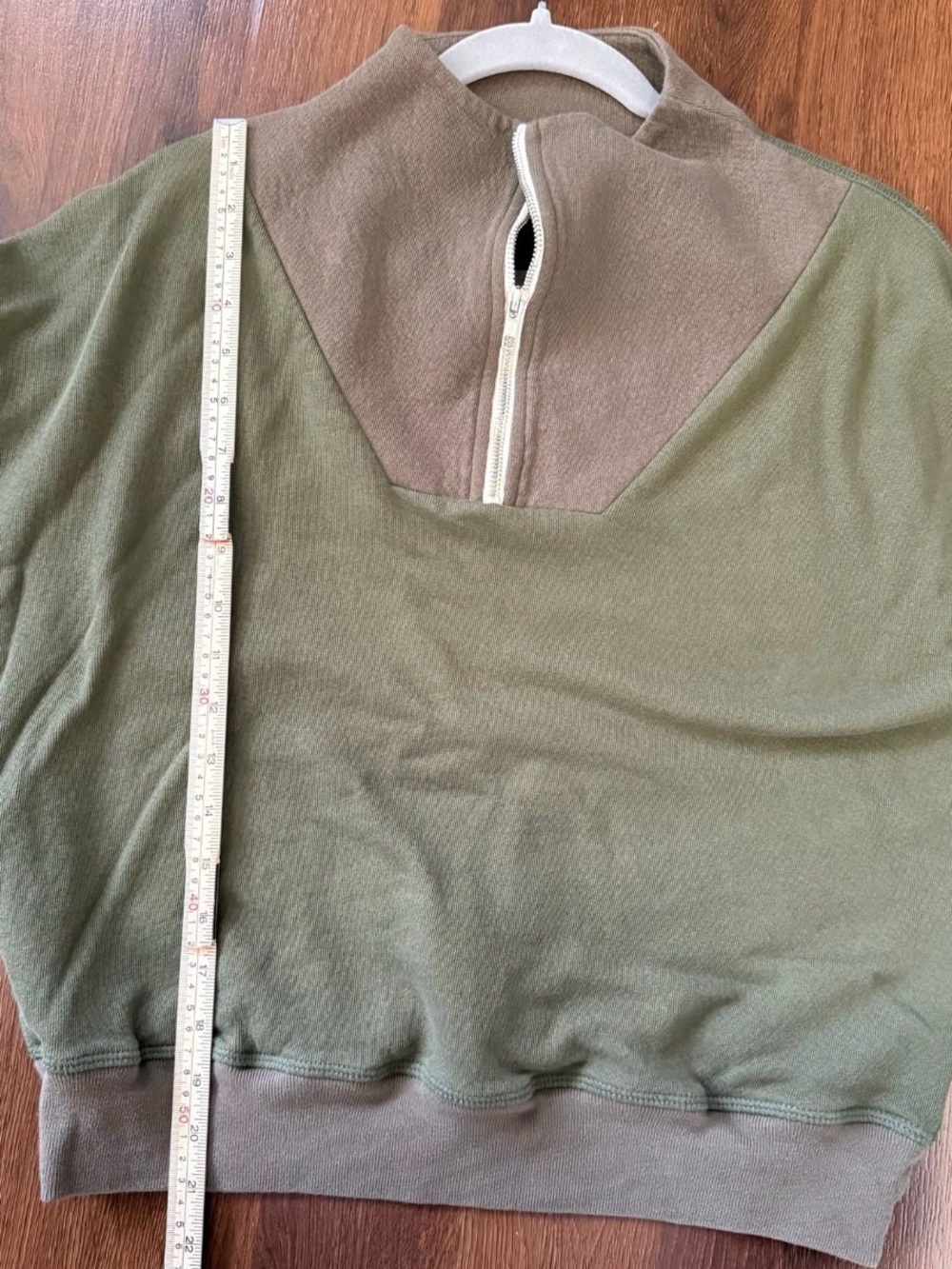 THE GREAT. Olive Tone Colorblock Half-Zip Pullover 2/M - Picture 5 of 7